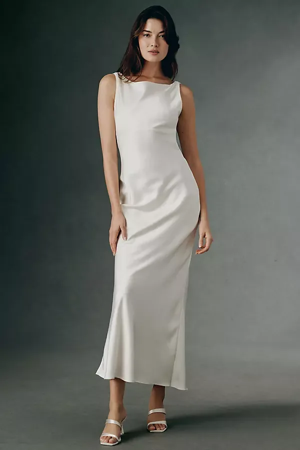 Draped Back Satin Column Slip Dress by Endless Rose