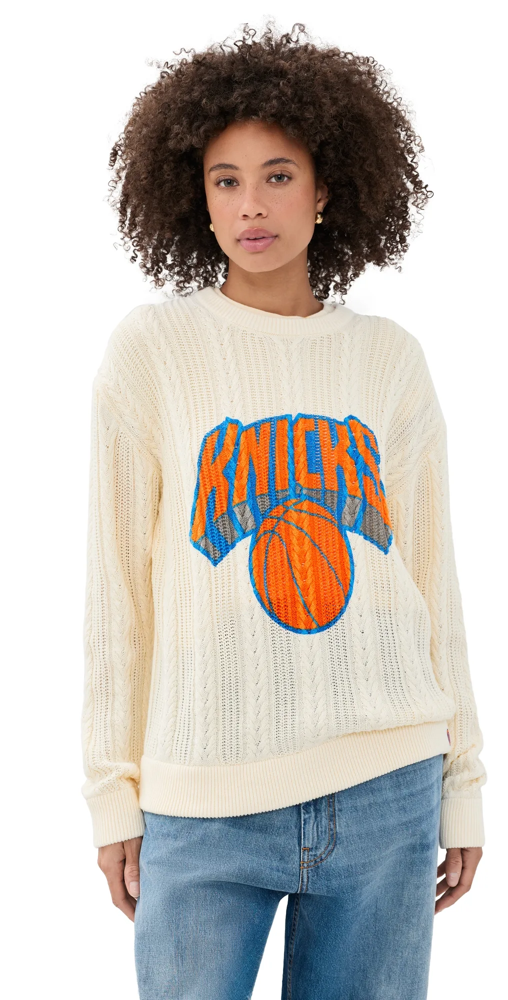 Knicks Swizzle Cable Knit Crew Sweater by Terez