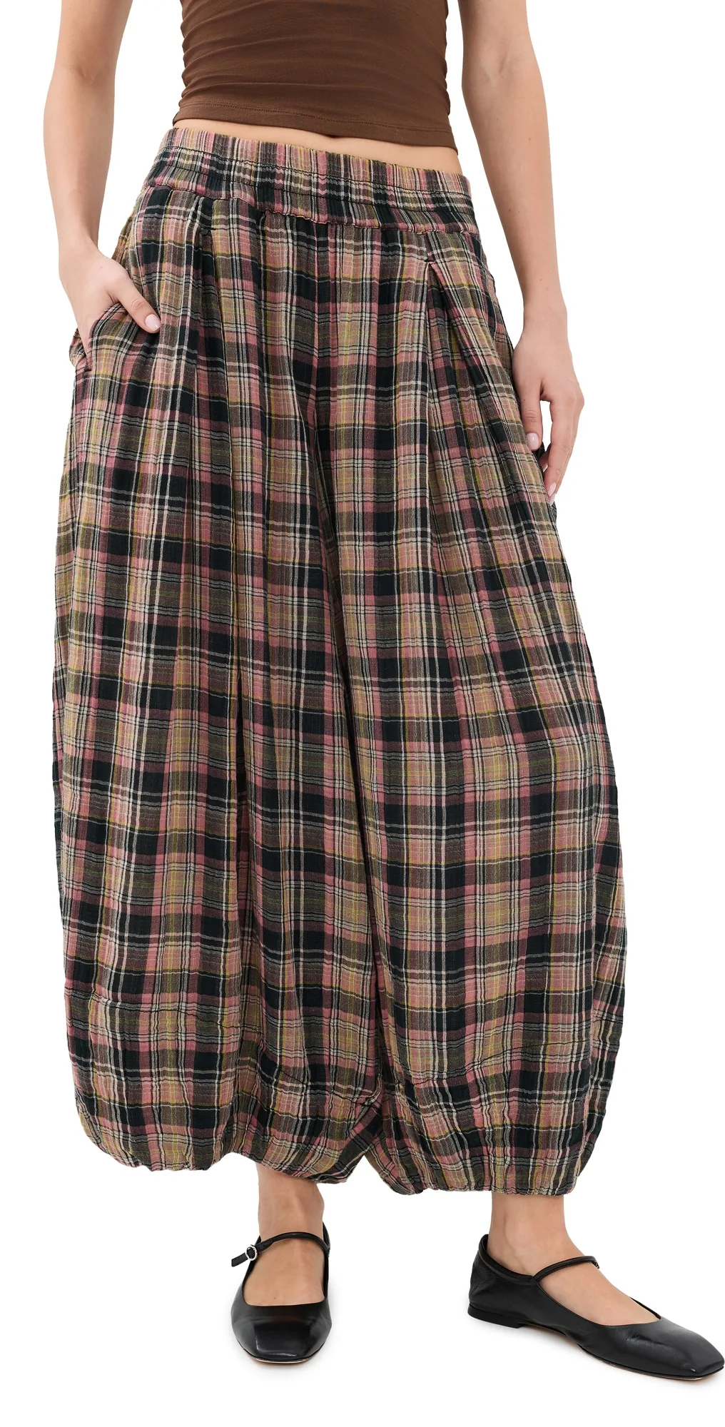 Moonflower Plaid Balloon Pants by Free People