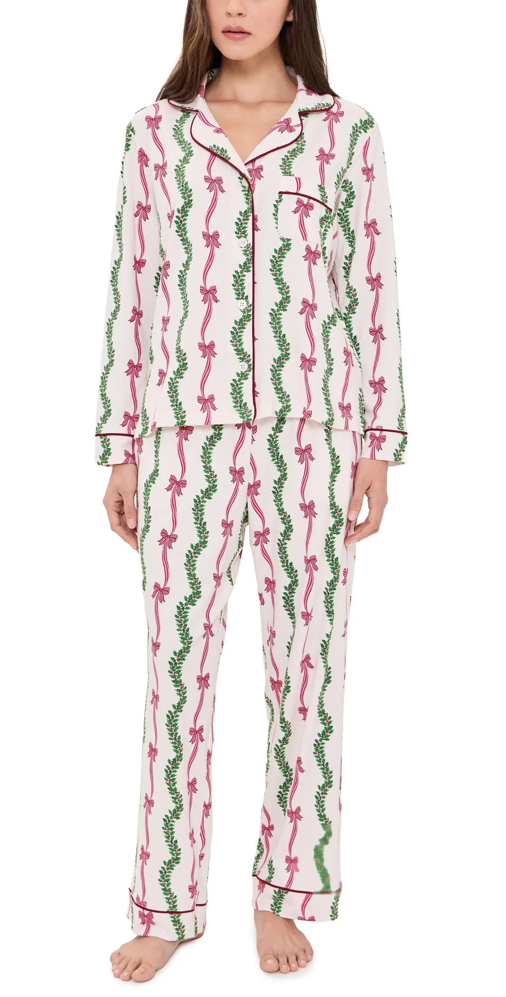Ribbons & Bows Long Pajama Set by Printfresh