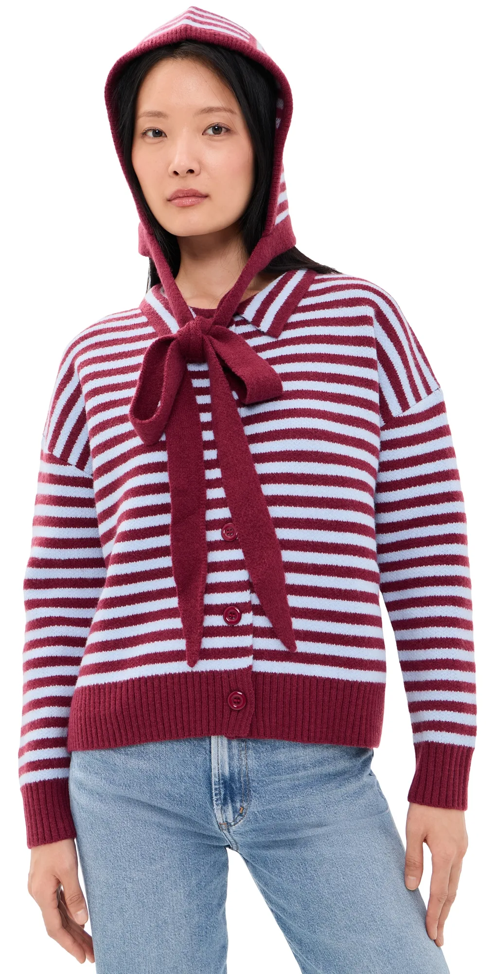 Stripe Knit Cardigan with Bonnet by Another Girl