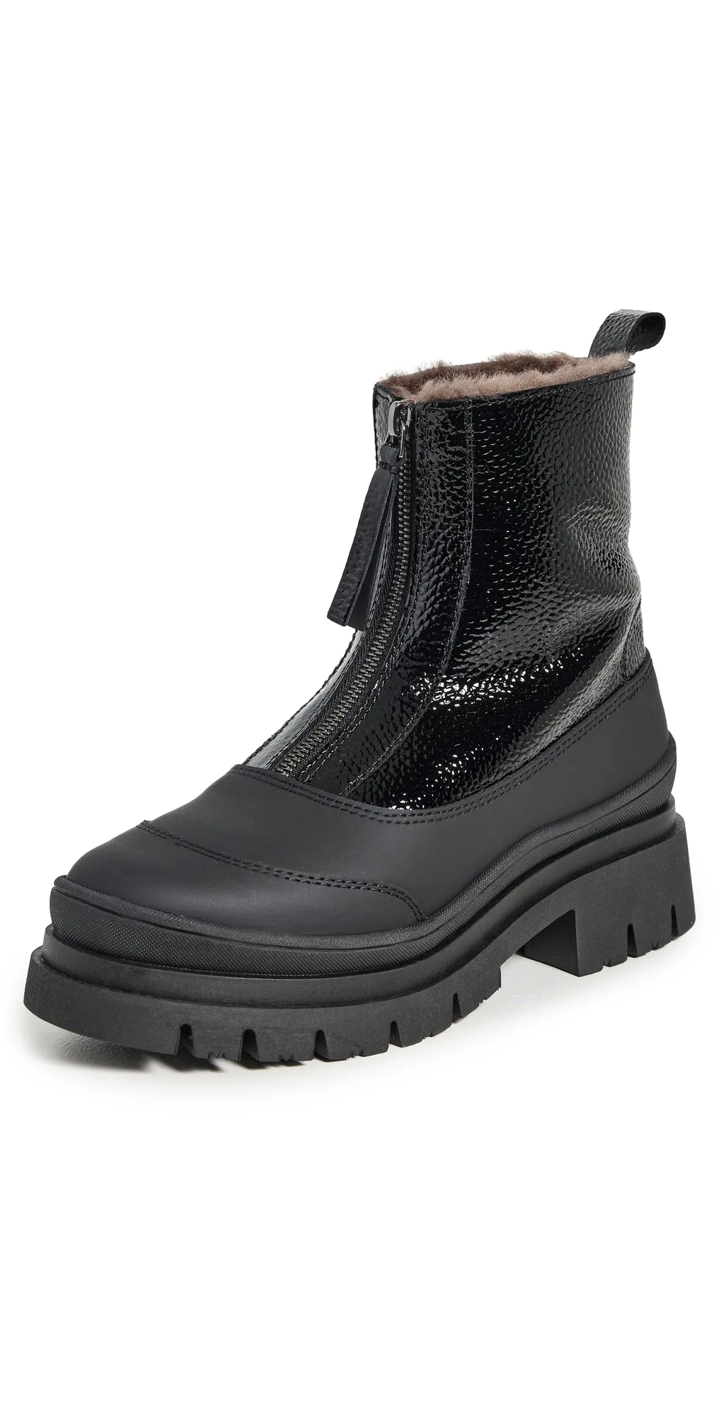 Caleb Boots Pebbled Patent/Shearling by Freda Salvador
