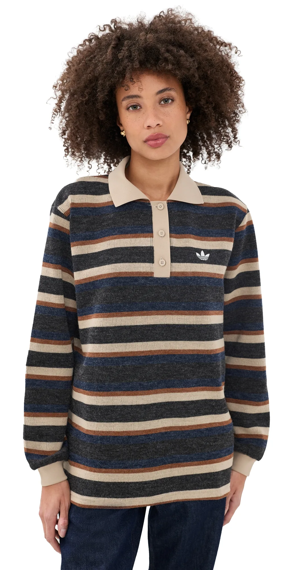 Stripe Knitted Polo Sweater by adidas