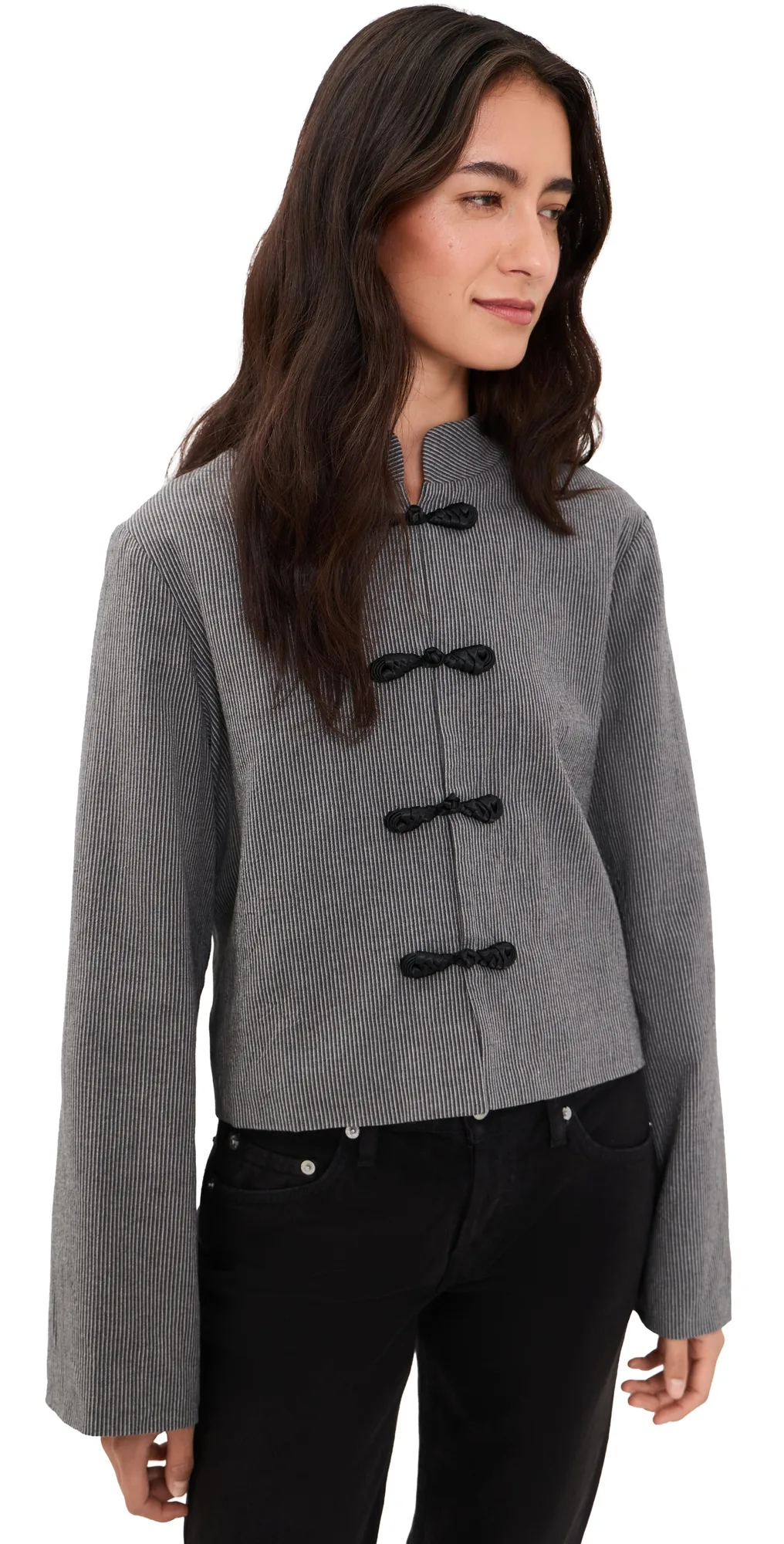 Stripe Mandarin Collar Jacket by Another Girl