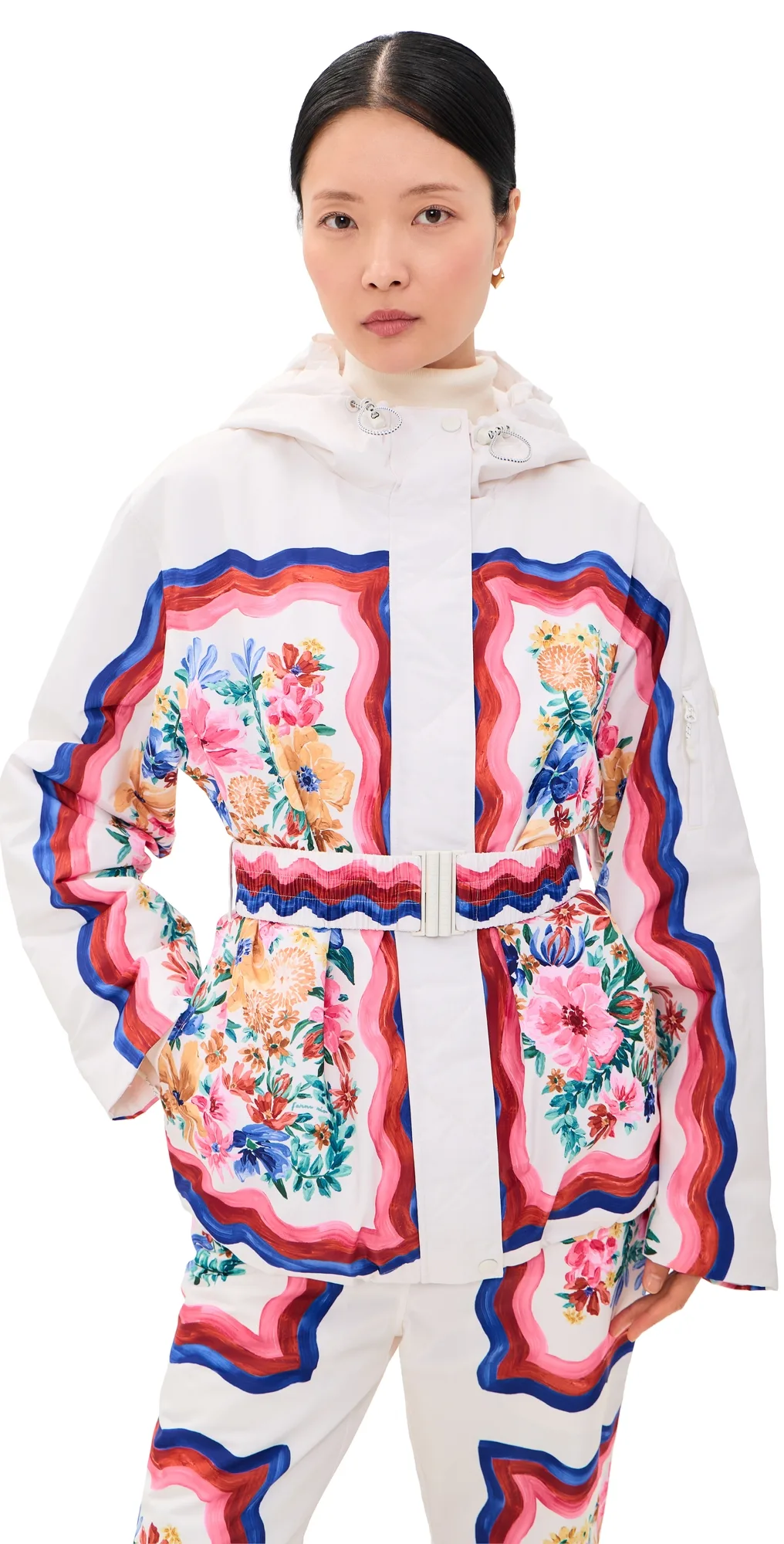 Floraline Scarf Cream Ski Jacket by FARM Rio
