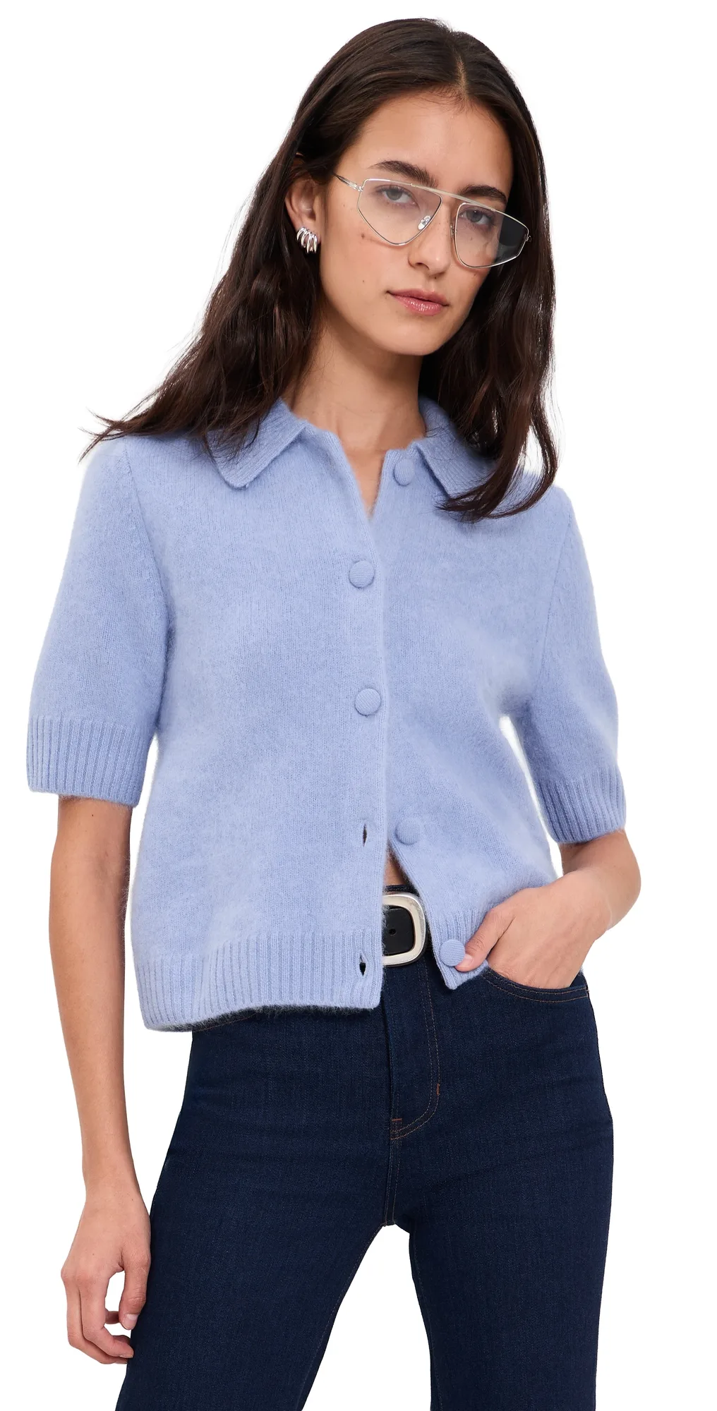 Jada Brushed Cashmere Short Sleeve Cardigan by rag & bone