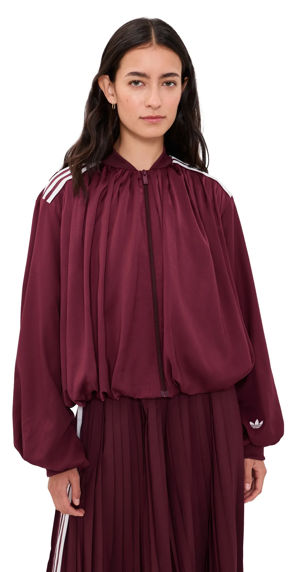 Satin Pleated Track Jacket by adidas