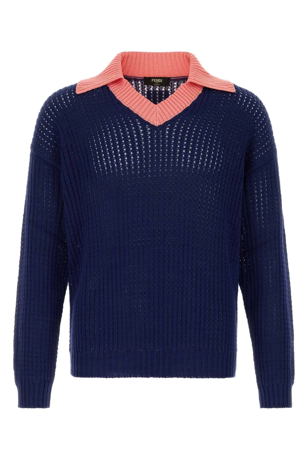 Navy Blue Cotton Polo Shirt by Fendi