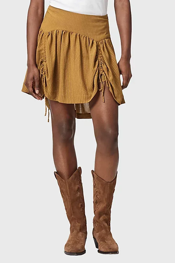 Aria Check Ruched Tie Mini Skirt by AllSaints