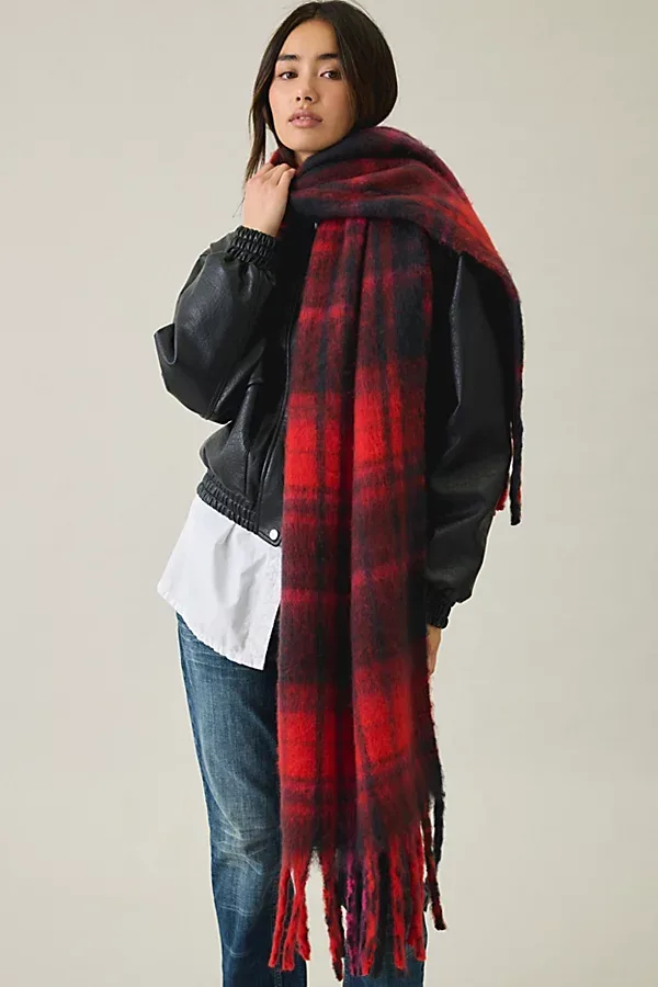 Cleo Tartan Plaid Blanket Scarf by Urban Outfitters