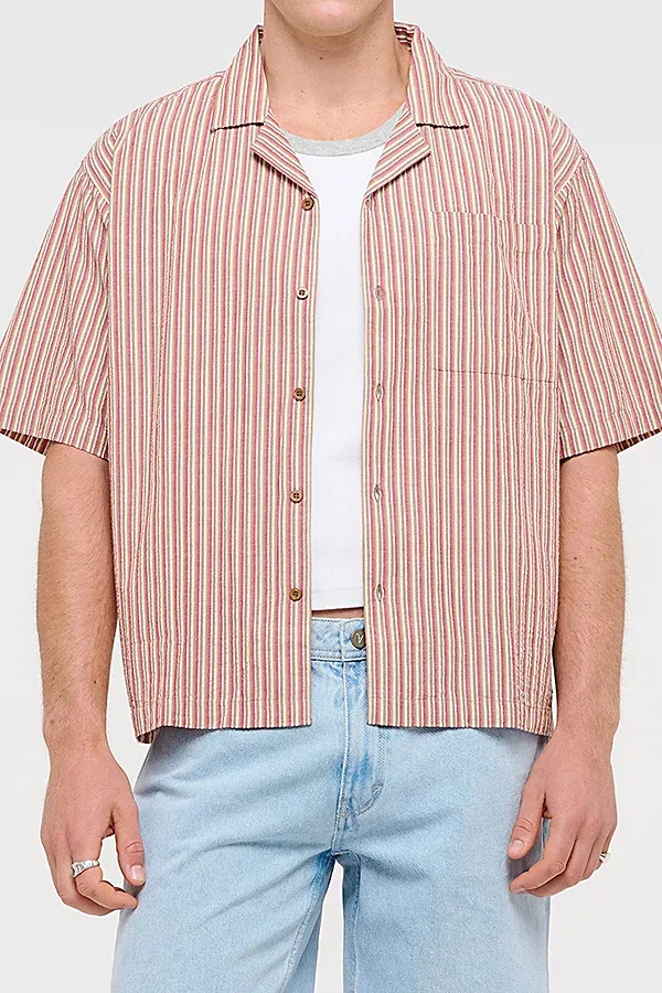 Bobby Stripe Camp Shirt Top by Abrand Jeans