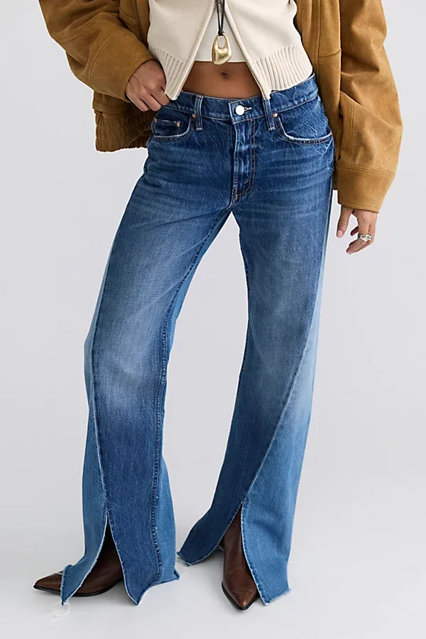The Bookie Slit Twist Heel Fray Jeans by MOTHER