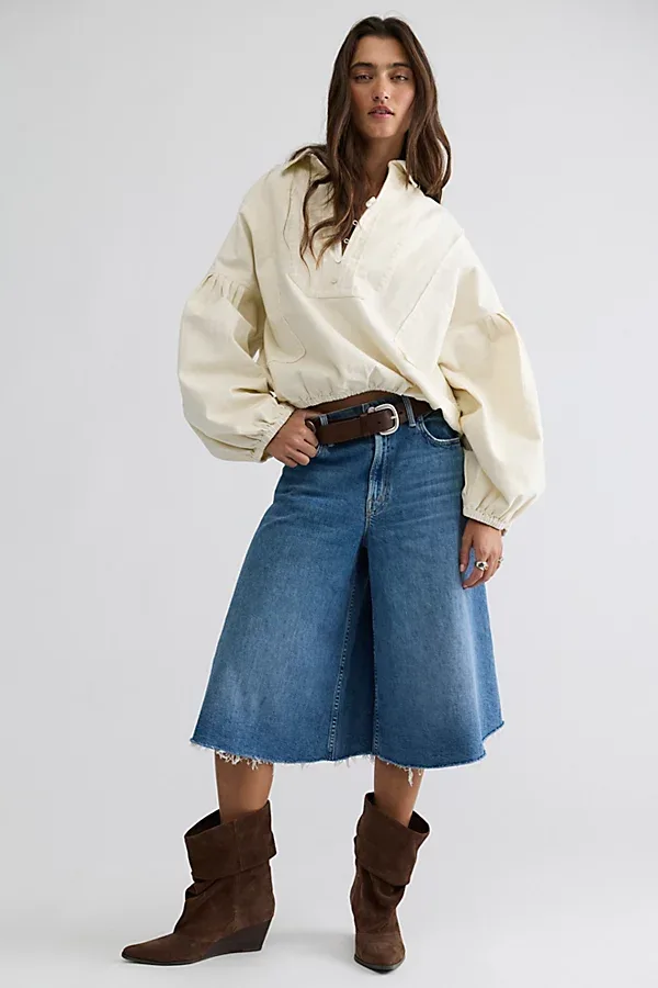 Mother the Whole Flutter Fray Denim Shorts by MOTHER