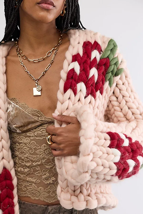 Hope Macaulay Strawberry Colossal Wool Cardi by Hope Macaulay