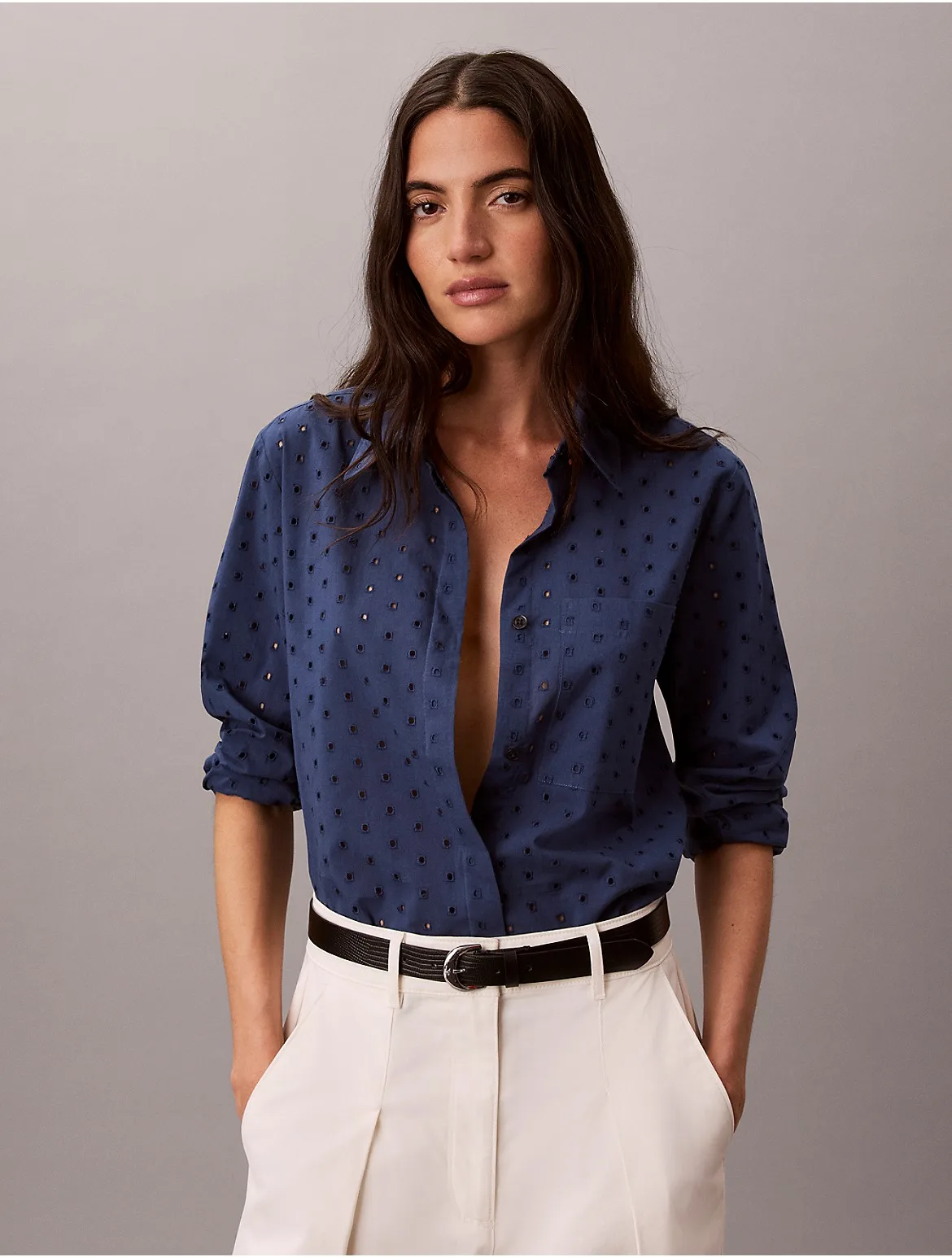 Broderie Anglaise Button-Down Shirt by Calvin Klein