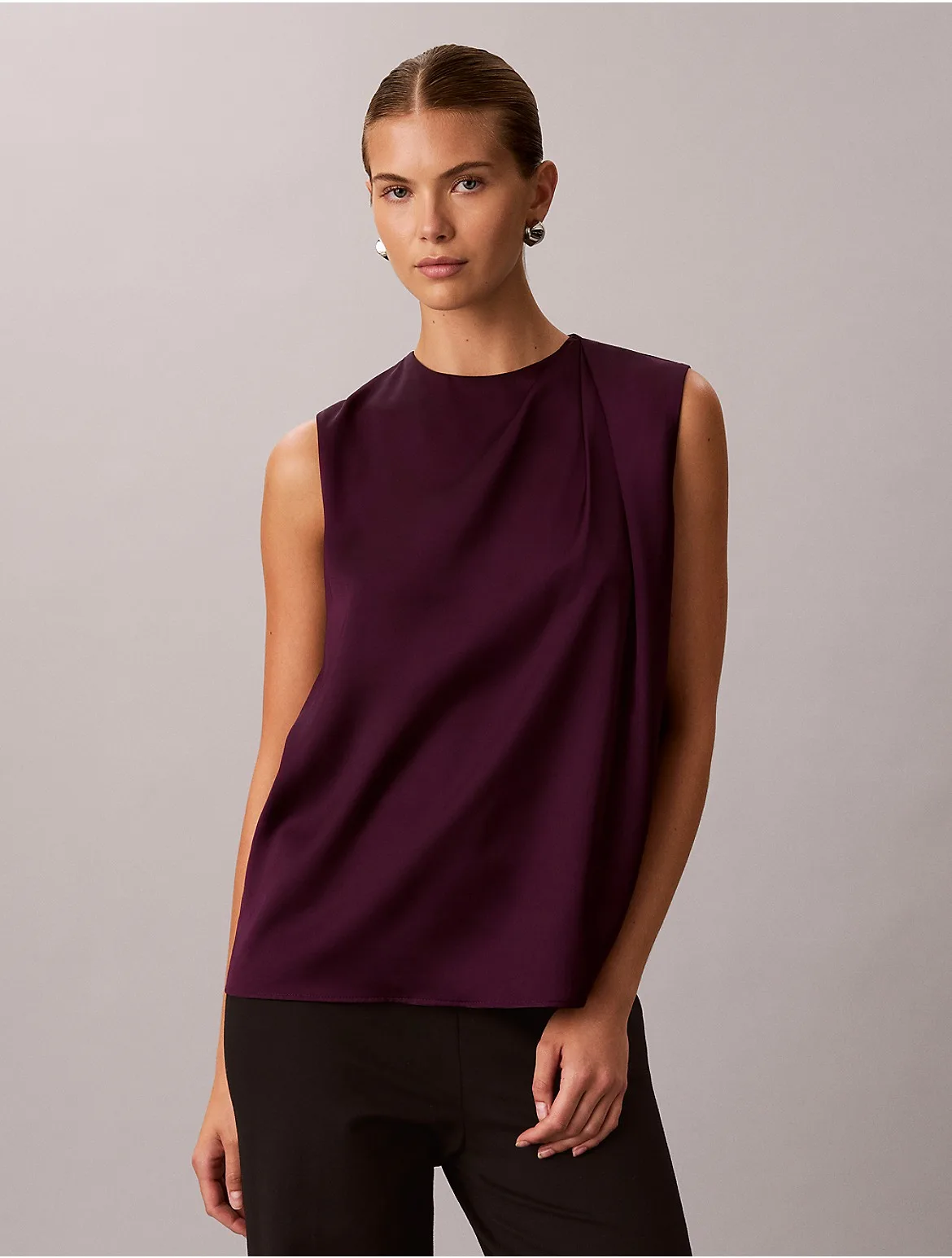 Pleat Neck Sleeveless by Calvin Klein