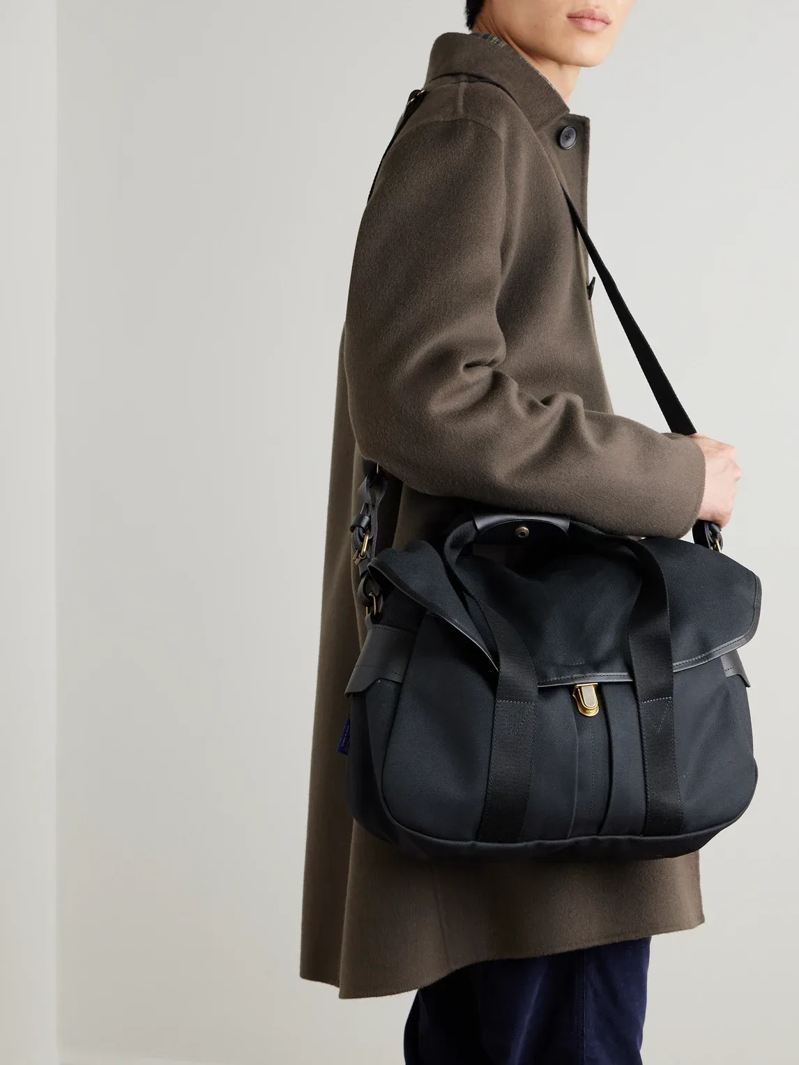 Musette Business Leather and Webbing-Trimmed Canvas Weekend Bag by Bleu De Chauffe