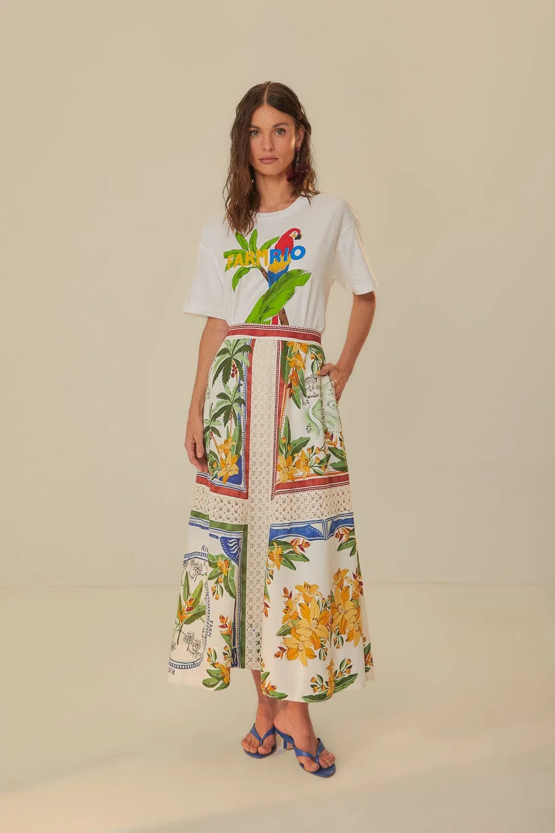 Tropical Destination Lenzing Ecovero Euroflax Midi Skirt by FARM Rio