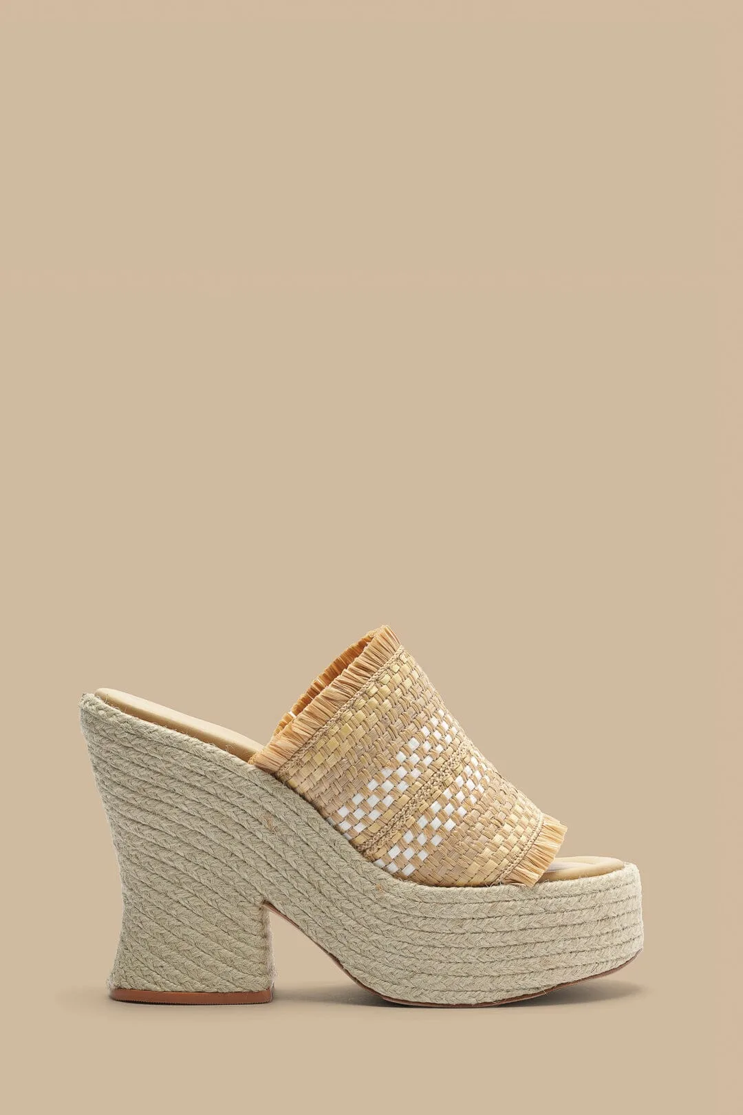Natural Weaved Raffia Platform Sandal by FARM Rio