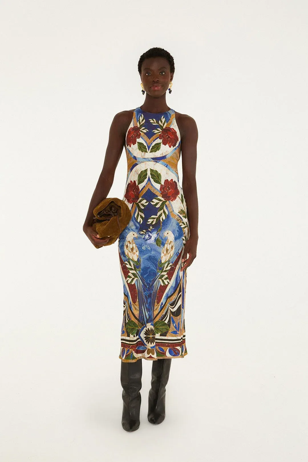 Pietra Dura Tapestry Fringe Maxi Dress by FARM Rio