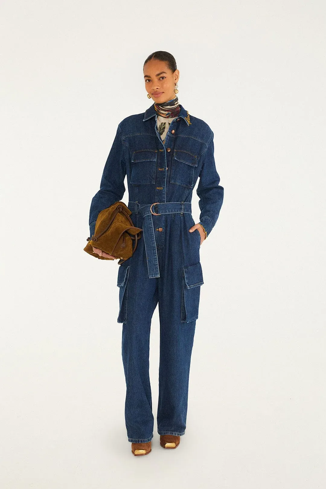 Flores De Mrmore Denim Jumpsuit by FARM Rio