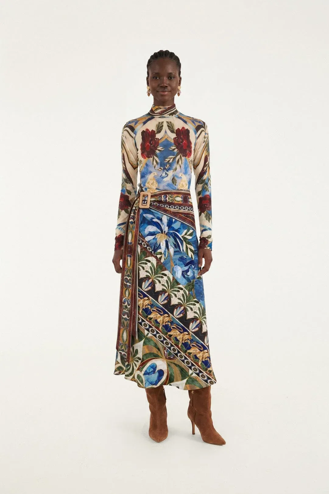 Ainika Pietra Dura Removable Scarf Maxi Skirt by FARM Rio