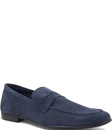 Lastra Suede Unlined Penny Loafers by Bruno Magli