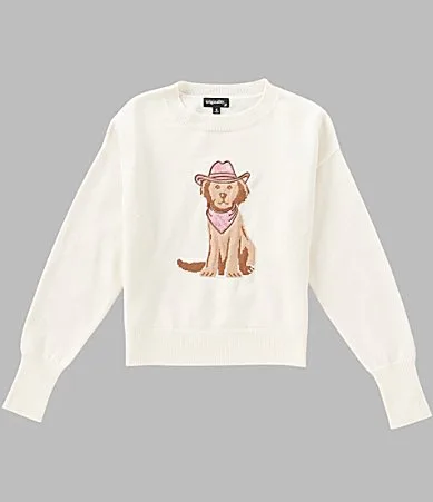 Long Sleeve Cowboy Dog Pullover Sweater by Originality