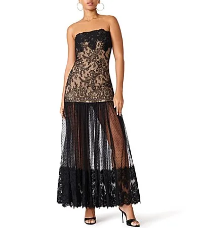 Korri Lace Strapless Maxi Dress by Steve Madden