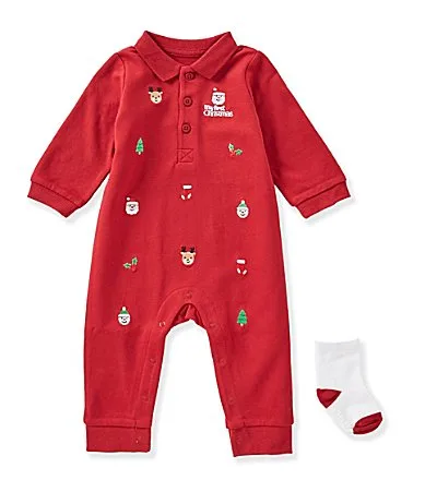 Long Sleeve Festive Coverall Socks Set by Little Me