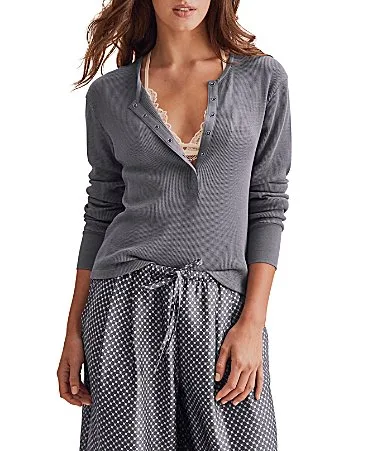 Thermal Forever Long Sleeve Waffle Knit Henley by Splendid
