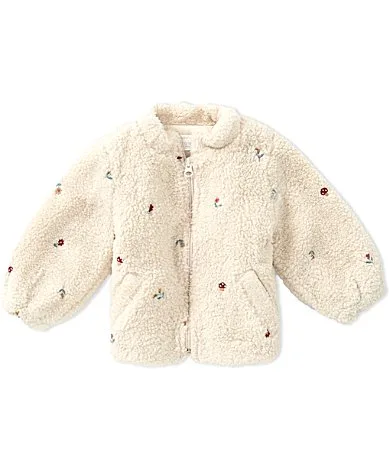 Long Sleeve Fluffy Embroidered Floral Printed Jacket by Purebaby