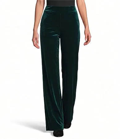 Velvet Flat Front Straight Leg Full Length Pull-On Pants by Jones New York