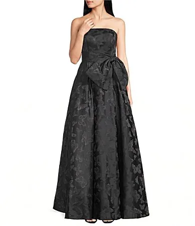 Mac Duggal Strapless A-Line Bow Detail Gown by M.A.C.