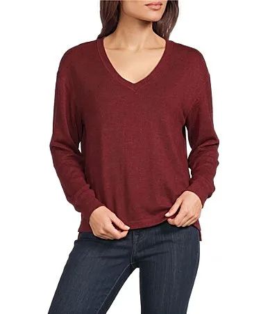 Cloud Shine V Neck Knit Top by Lucky Brand