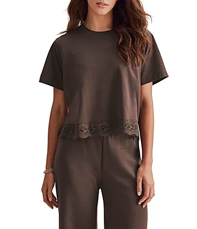 Lainey Lace Trim Short Sleeve Top by Splendid