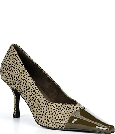 Campaign Faux Fur Dotted Patent Leather Cap Toe Pumps by Jeffrey Campbell