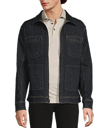 Weekend Edit Classic Fit Reversible Denim Jacket by Murano