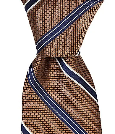 Brick Striped Traditional Silk Tie by Cremieux