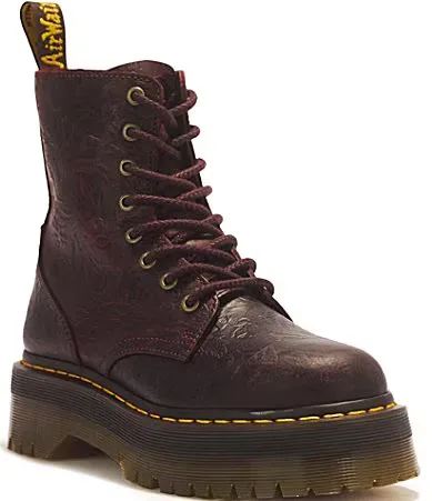 Jadon Floral Embossed Crazy Horse Leather Platform Boots by Dr. Martens