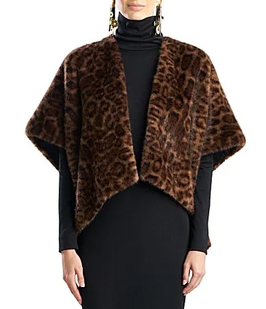 Faux Fur Leopard Ruana Bolero by Natori