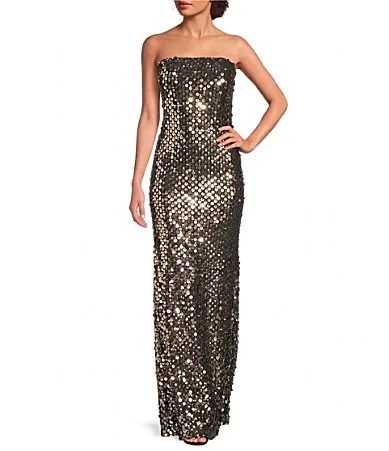 Mac Duggal Strapless Sequin Gown by M.A.C.