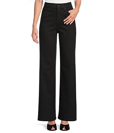 High-Rise Wide Leg Studded Denim Jeans by A Loves a