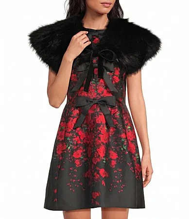 Tie Front Faux Fur Cape by A Loves a