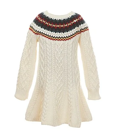 Long Sleeve Fair Isle Cotton Sweater Dress by Polo Ralph Lauren