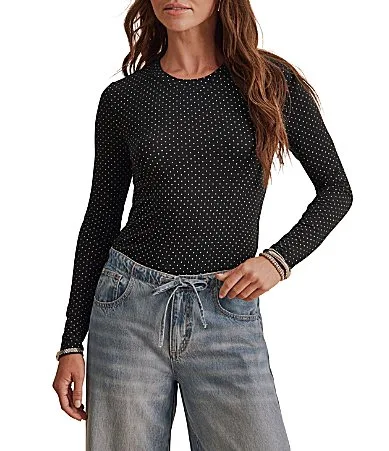 Bamboo Long Sleeve Polka Dot Tee by Splendid
