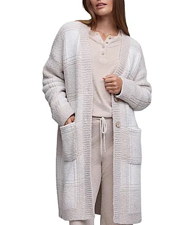 CozyChic Cotton Buffalo Plaid Long Cardigan by Barefoot Dreams