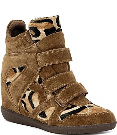 Tempest Suede Leopard Print Hidden Wedge Sneaker Booties by Azalea Wang