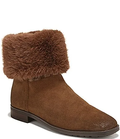 Katria Suede and Plaid Faux Fur Cuff Booties by Sam Edelman