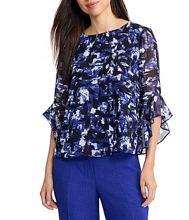 Ruffle Sleeve Blouse by Kasper